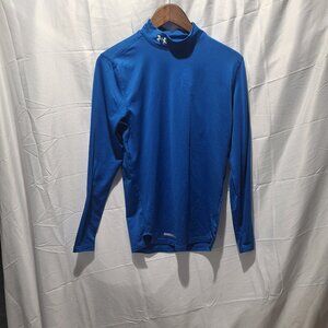 Under Armor Coldgear Sweatshirt Mens Small Y2K Pullover Jumper, Blue